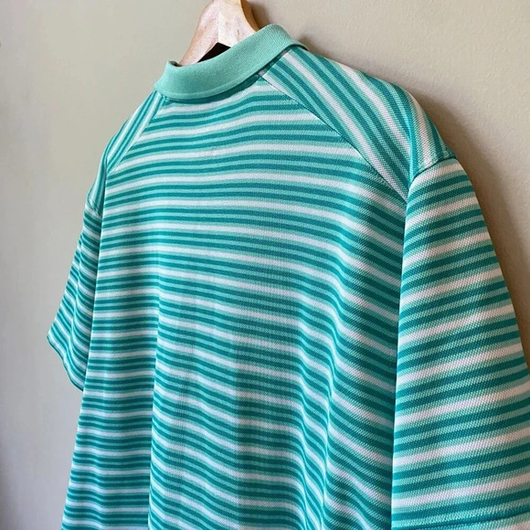 Nike Men's Size XL Short Sleeve Dri-FIT Victory Striped Golf Polo Shirt Aqua - Picture 15 of 16